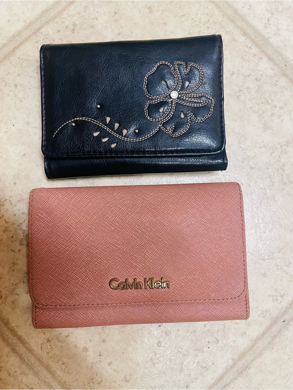Calvin Klein Rose Pink Saffiano Leather Compact Wallet + One